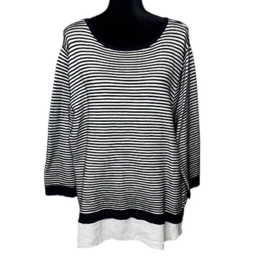 Croft & Barrow - Striped Black and White Top - Size XXL